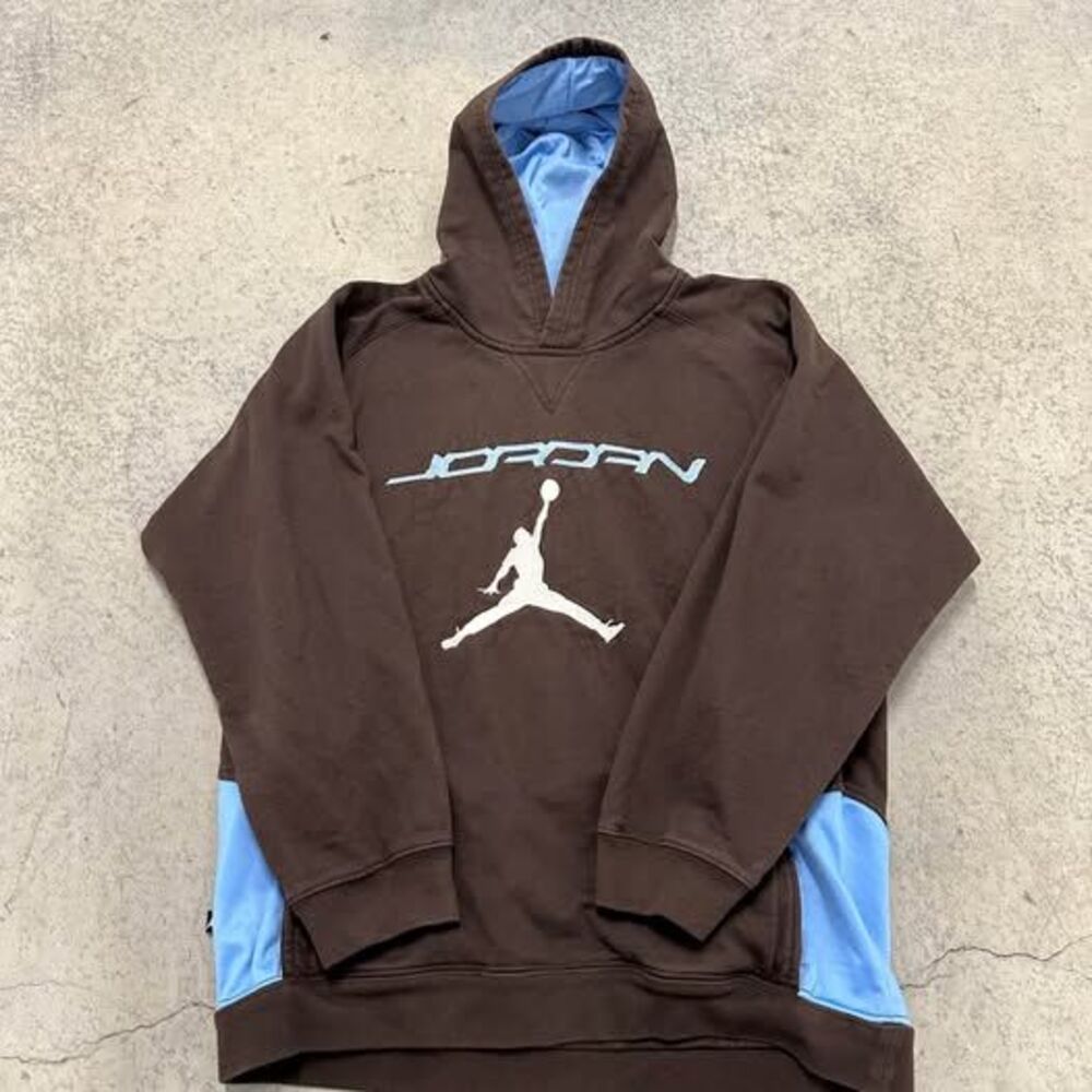 Vintage Y2K Brown & Blue Jordan Jumpman Hoodie Youth Xl